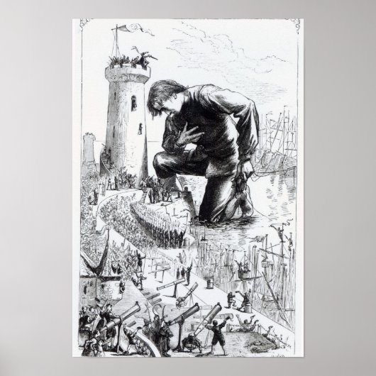 Poster Illustration des "voyages de Gulliver" (Devant)