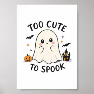 Poster Illustration d'Halloween de fantôme trop mignon po