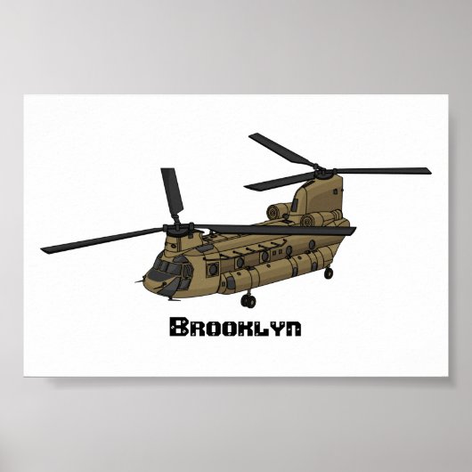 Poster illustration d'hélicoptère militaire Chinook (Devant)