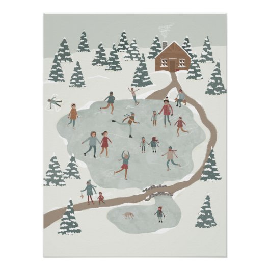 Poster Illustration d'hiver de la patinoire confortable (Devant)