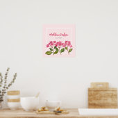 Poster Illustration d'hydrangeas roses en aquarelle (Cuisine)