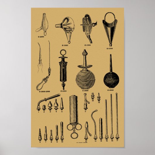Poster Illustration d'instruments chirurgicaux d'un ancie (Devant)