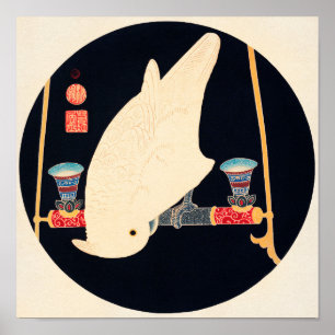 Poster Illustration d'Ito Jakuchu sur Macaw blanc