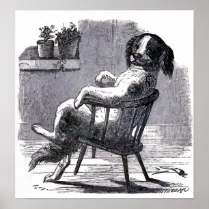 Poster Illustration "Dog Sitting in a Chair"