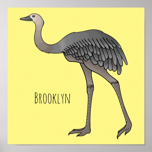 Poster Illustration d'oiseau de rhée (Devant)