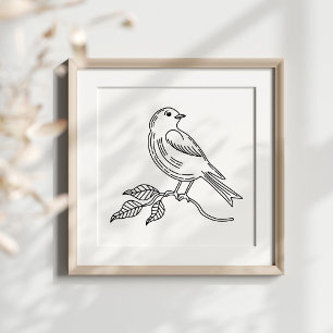 Poster Illustration d'oiseau dessinée à la main de manièr