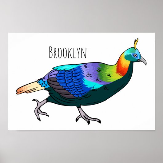 Poster Illustration d'oiseau monal himalayen (Devant)