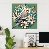Poster Illustration d'oiseaux de Cockatiel (Bureau à domicile)