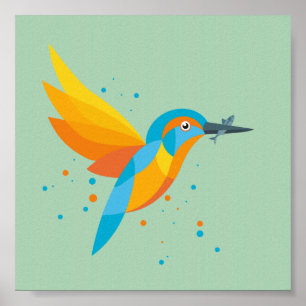 Poster Illustration d'oiseaux - Kingfisher