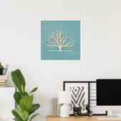 Poster Illustration d'Oiseaux oranges modernes dans un gr (Bureau à domicile)
