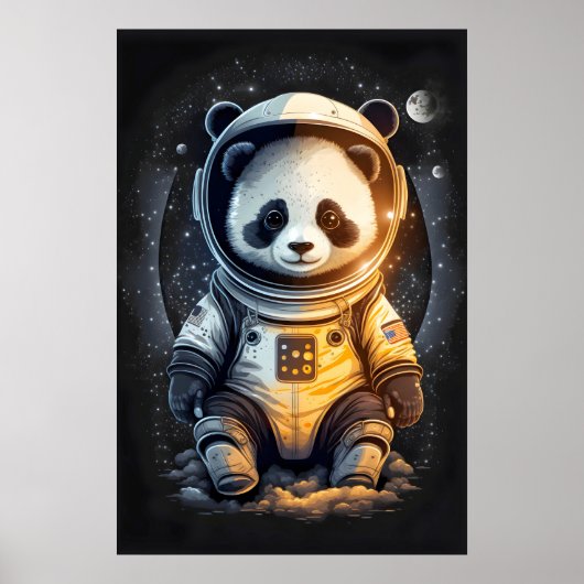 Poster Illustration d'ours panda astronaute (Devant)