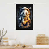 Poster Illustration d'ours panda astronaute (Cuisine)