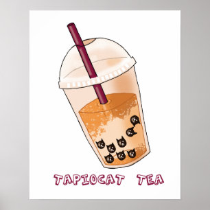 Poster Illustration drôle de calembour de chat