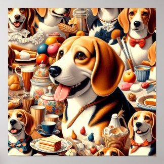 Poster Illustration du Beagle rétro
