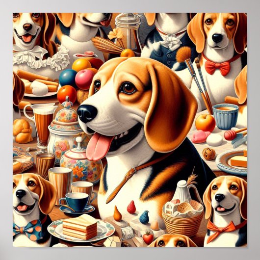 Poster Illustration du Beagle rétro (Devant)