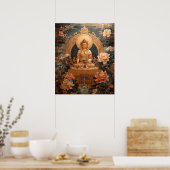 Poster Illustration du Bouddha Golden Maitreya en fleurs  (Cuisine)