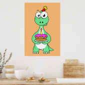 Poster Illustration Du Brontosaurus Avec Gâteau D'Anniver (Cuisine)