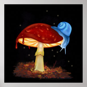 Poster Illustration du champignon rouge de l'escargot ble
