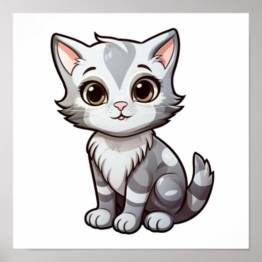 Poster Illustration du chat de dessin (Devant)