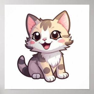 Poster Illustration du chat de dessin