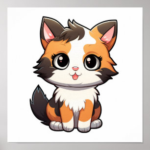 Poster Illustration du chat de dessin