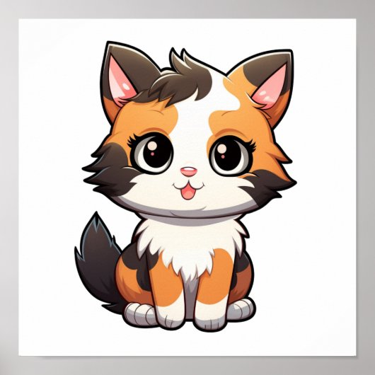 Poster Illustration du chat de dessin (Devant)