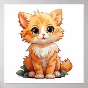 Poster Illustration du chat de dessin