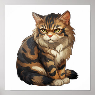 Poster Illustration du chat de dessin