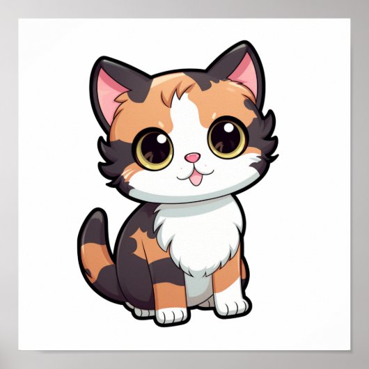 Poster Illustration du chat de dessin (Devant)