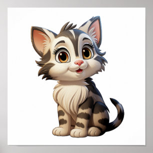 Poster Illustration du chat de dessin