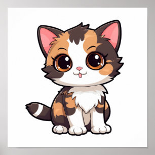 Poster Illustration du chat de dessin