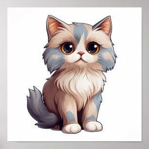 Poster Illustration du chat de dessin