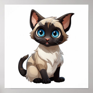 Poster Illustration du chat de dessin