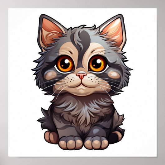 Poster Illustration du chat de dessin (Devant)