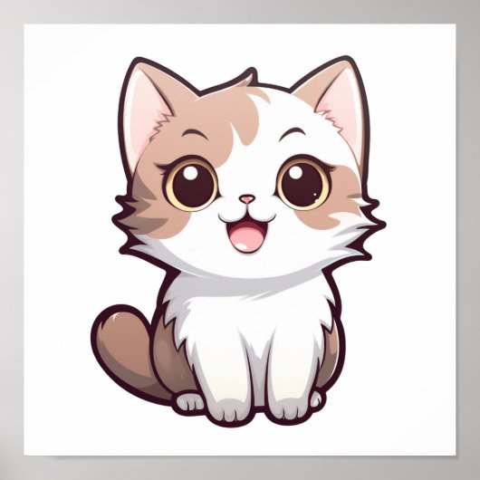 Poster Illustration du chat de dessin (Devant)