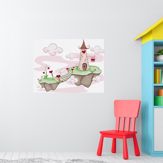 Poster Illustration du château d'amour flottant Imaginair