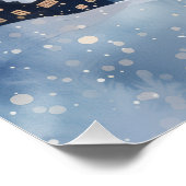 Poster Illustration du ciel nocturne Village dans la neig (Coin)