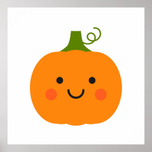 Poster Illustration du citrouille souriant mignon