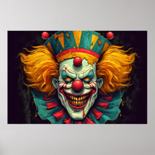 Poster Illustration du clown du carnaval super Déplaisant