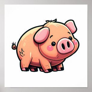 Poster Illustration du cochon de dessin