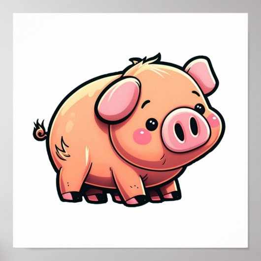 Poster Illustration du cochon de dessin (Devant)