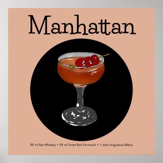 Poster Illustration du cocktail Manhattan (Devant)