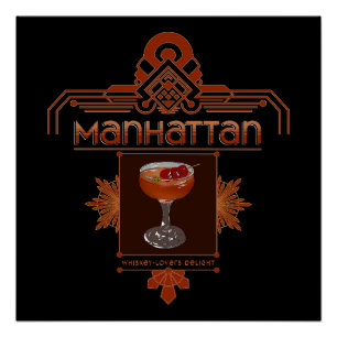 Poster Illustration du cocktail Retro Manhattan