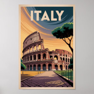 Poster Illustration du Colisée d'Italie Art de voyage vin