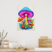 Poster Illustration du collage de champignons de la forêt (Cuisine)