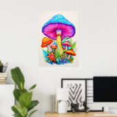 Poster Illustration du collage de champignons de la forêt (Bureau à domicile)