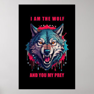 Poster Illustration du concept de loup et de proie (IA+Hu