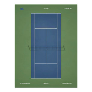 Poster Illustration du court de tennis de l'US Open