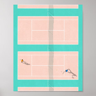 Poster Illustration Du Court De Tennis Pastel Colors En H