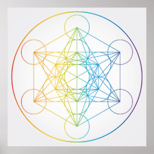 Poster Illustration du cube de Metatron Couleurs arc-en-c